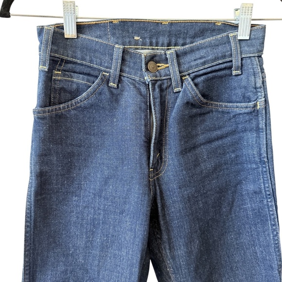 LEVIS VTG 606 JEAN BIG E ORANGE TAB STRAIGHT LEG DARK BLUE RIGID DENIM WOMENS 25 - Picture 2 of 12